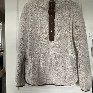 Faux sherling snap front pullover